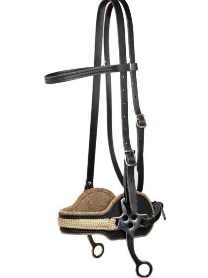 Hackamore avec bridon en cuir et feuttre de laine Ronzon Legend