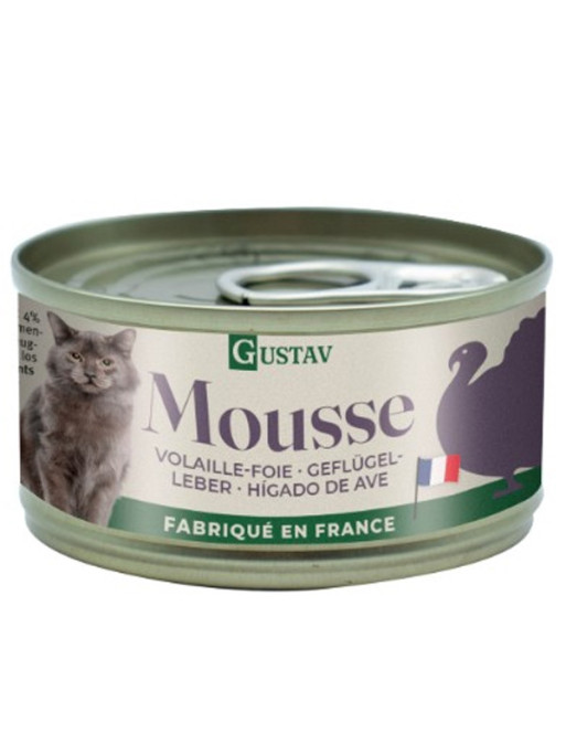 Mousse foie et volaille chat 85g Gustav