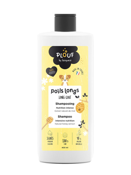 Shampoing Plouf poils longs chien 400ml Biogance