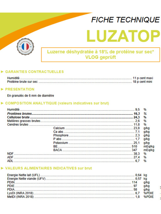 Luzerne déshydratée Luzatop 25kg