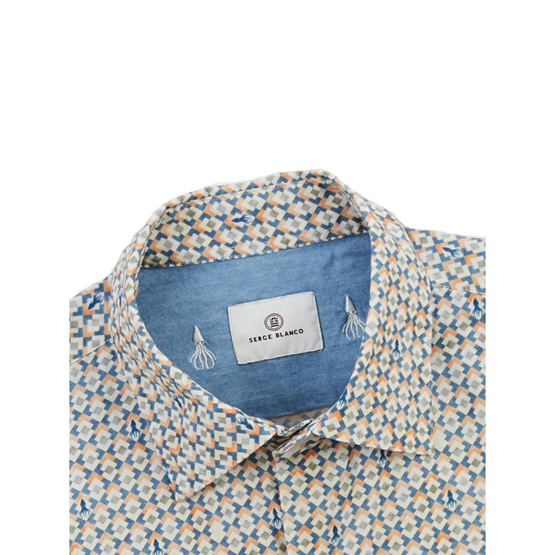 Chemise manches longues losange et pieuvre Serge Blanco