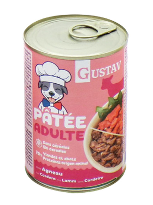 Pâtée pour chien adulte agneau 400g Gustav