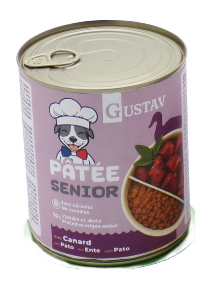Pâtée pour chien senior canard 800g Gustav