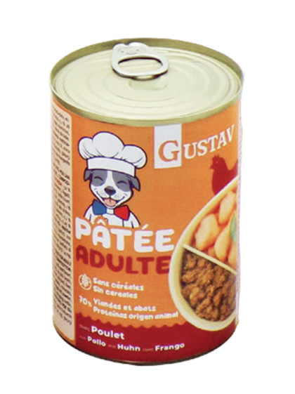 Pâtée pour chien adulte poulet 400g Gustav