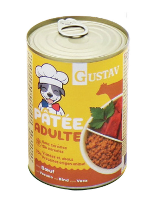 Pâtée pour chien adulte boeuf 400g Gustav