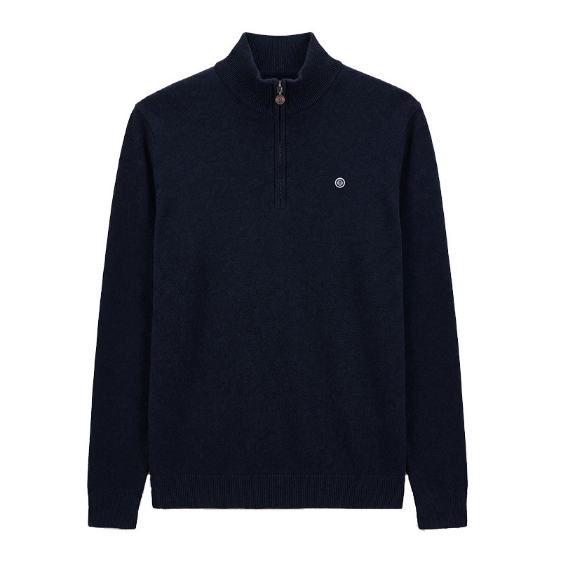 Pull col zippé Malo Serge Blanco