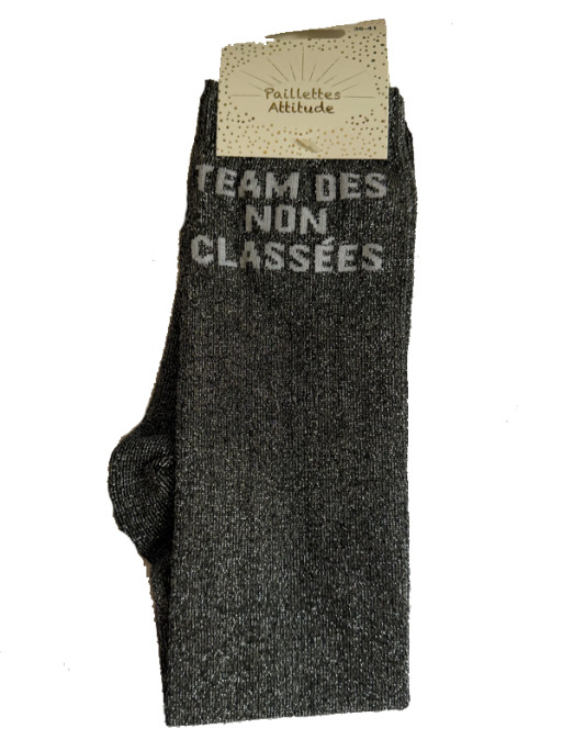 Chaussettes pailletée ''Team des non classées'' Paillettes Attitude