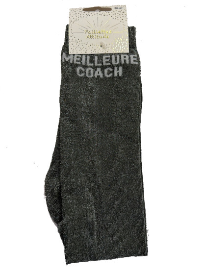 Chaussettes d'équitation pailletée ''Meilleure coach'' Paillettes Attitude