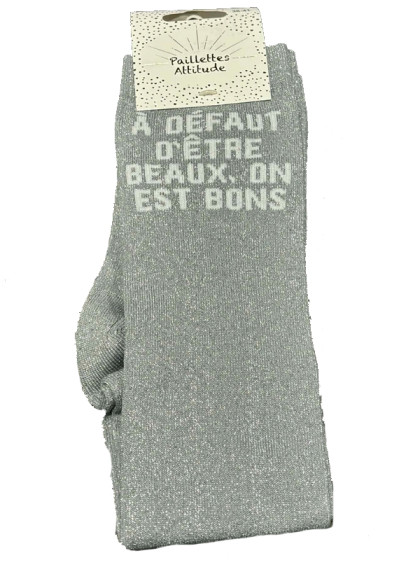 Chaussettes d'équitation pailletées ''A défaut d'être bons, on est beaux'' Paillettes Attitude