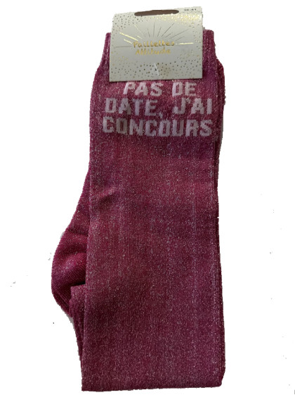 Chaussettes d'équitation pailletées ''Pas de date, j'ai concours'' Paillettes Attitude