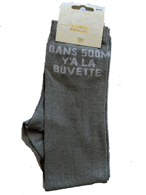 Chaussettes d'équitation pailletées ''Dans 500m il y'a la buvette'' Paillettes Attitude