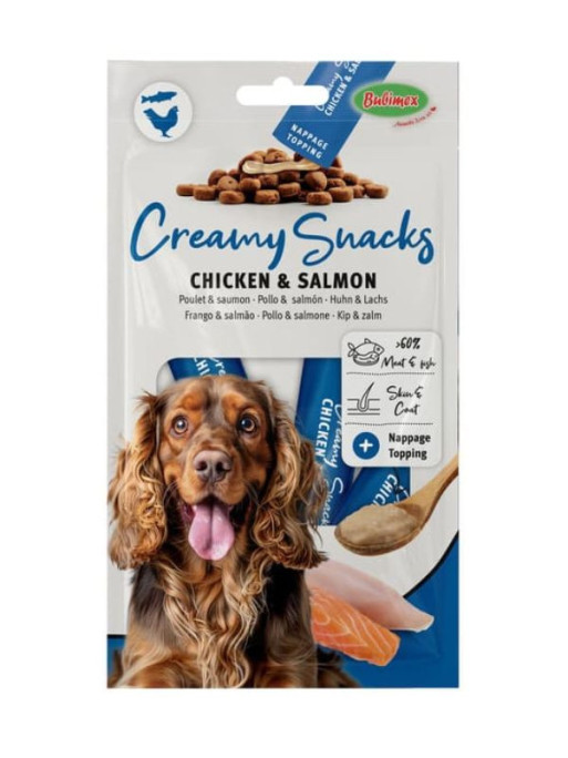 Creamy Snacks chien x4 poulet/saumon 60g Bubimex