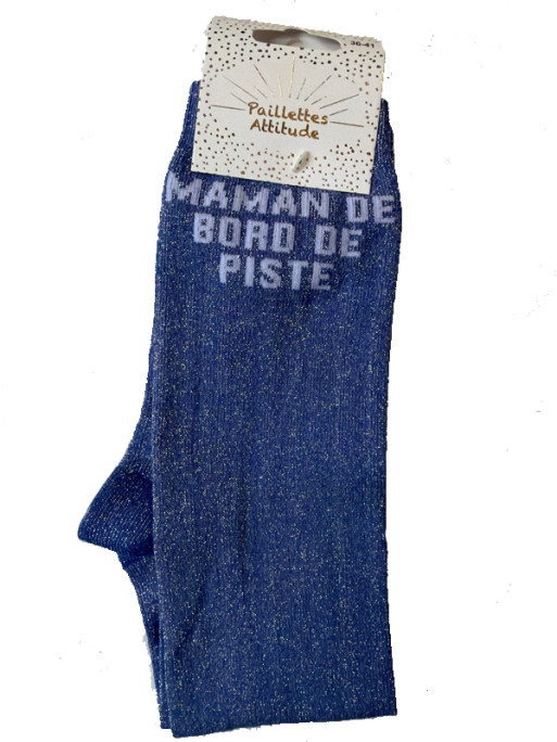 Chaussettes d'équitation pailletées ''Maman de bord de piste'' Paillettes Attitude