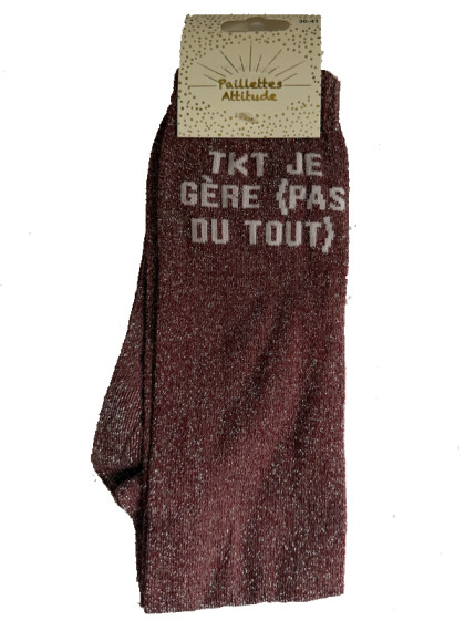 Chaussettes d'équitation pailletées ''Tkt je gère (pas du tout)'' Paillettes Attitude