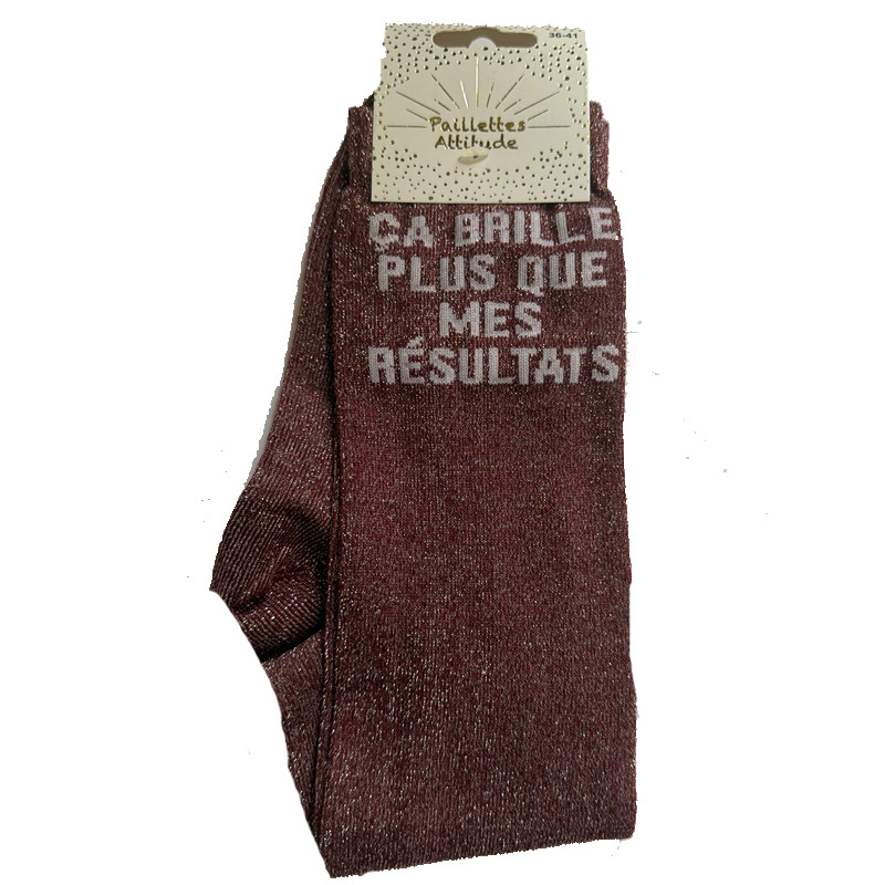 Chaussettes d'équitation pailletées ''ça brille plus que mes résultats'' Paillettes Attitude