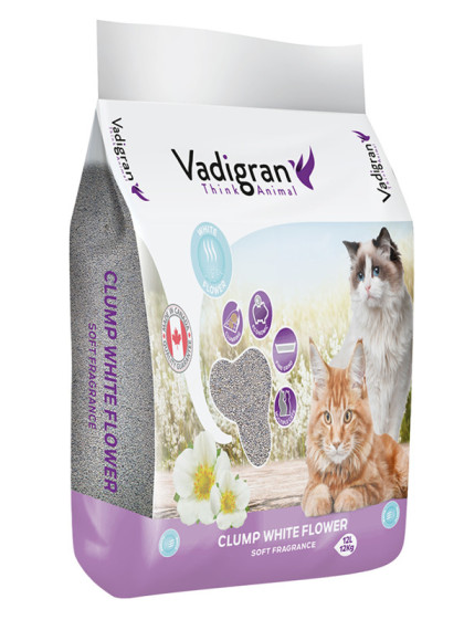 Litière pour chat Bentonite Fleur blanche 12kg Vadigran