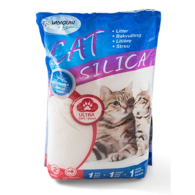 Litière pour chat Silica perles fines 2kg Vadigran