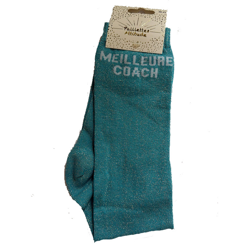 Chaussettes d'équitation pailletées ''Meilleure coach'' Paillettes Attitude
