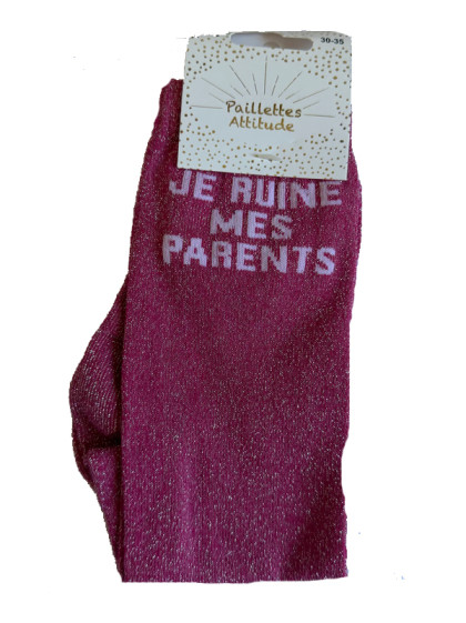 Chaussettes d'équitation enfant pailletées ''Je ruine mes parents'' Paillettes Attitude