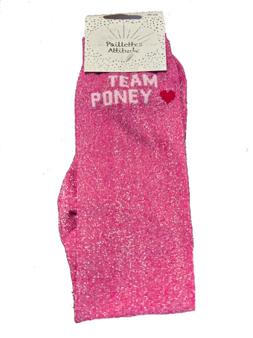 Chaussettes d'équitation pailletées ''Team poney'' Paillettes Attitude