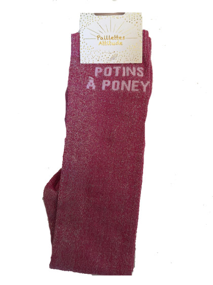 Chaussettes d'équitation pailletées ''Potins à poney'' Paillettes Attitude