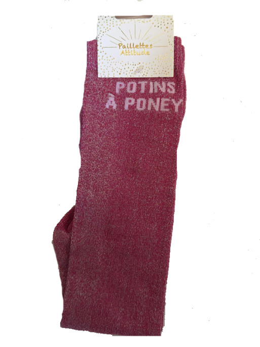 Chaussettes d'équitation pailletées ''Potins à poney'' Paillettes Attitude