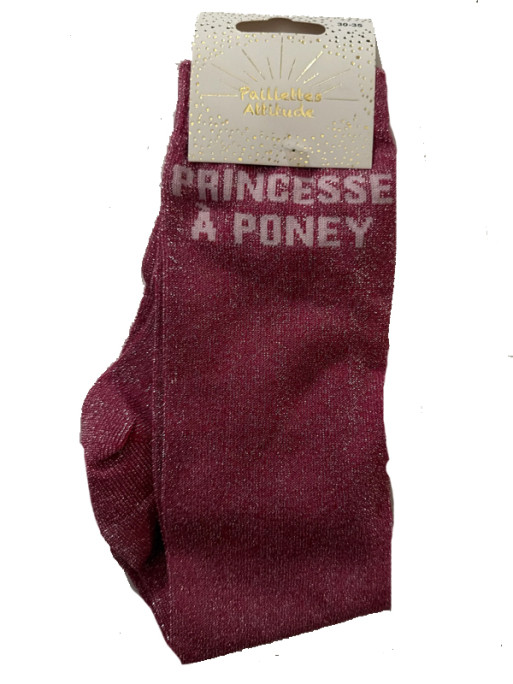Chaussettes d'équitation enfant pailletées ''Princesse à poney'' Paillettes Attitude
