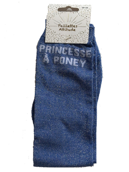 Chaussettes d'équitation enfant pailletées ''Princesse à poney'' Paillettes Attitude