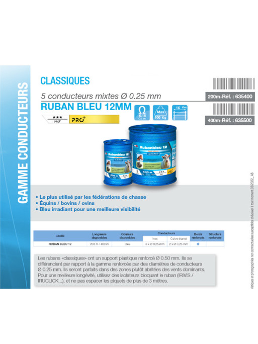 Ruban Bleu 12mm 400m Lacmé