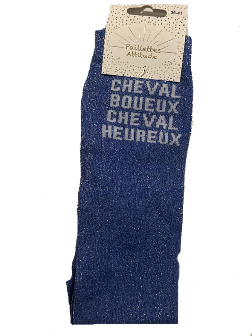 Chaussettes d'équitation pailletées ''Cheval boueux cheval heureux'' Paillettes Attitude