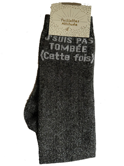 Chaussettes d'équitation pailletées ''J'suis pas tombée (cette fois)'' Paillettes Attitude
