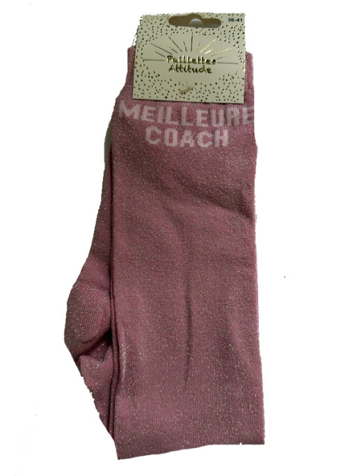 Chaussettes d'équitation pailletées ''Meilleure coach'' Paillettes Attitude