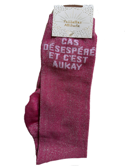 Chaussettes d'équitation pailletées ''Cas désespéré et c'est aukay'' Paillettes Attitude