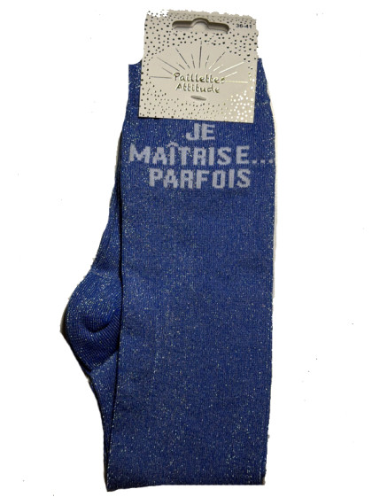 Chaussettes d'équitation pailletées ''Je maîtrise...parfois'' Paillettes Attitude