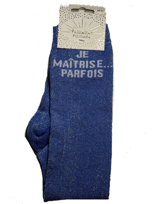 Chaussettes d'équitation pailletées ''Je maîtrise...parfois'' Paillettes Attitude