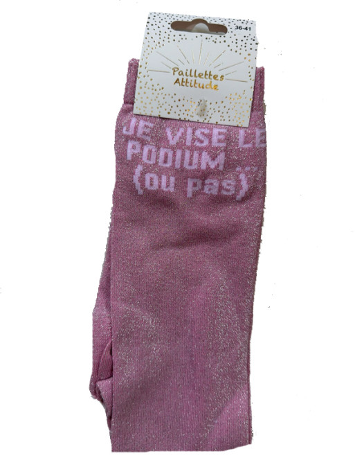 Chaussettes d'équitation pailletées ''Je vise le podium...(ou pas)'' Paillettes Attitude