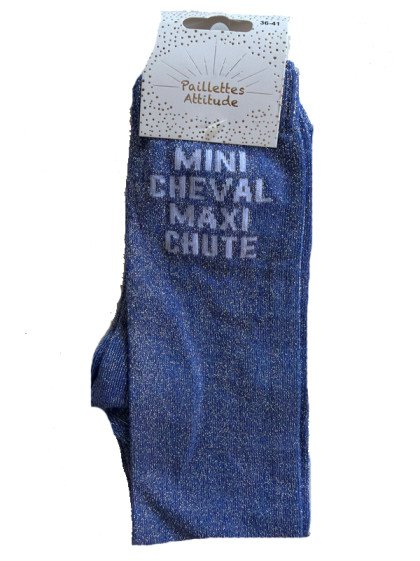 Chaussettes d'équitation pailletées ''Mini cheval Maxi chute'' Paillettes Attitude