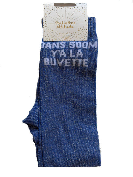Chaussettes d'équitation pailletées ''Dans 500m il y'a la buvette'' Paillettes Attitude