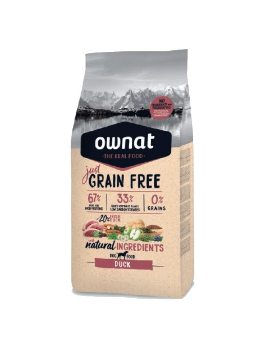 Croquettes Just Grain Free Canard Ownat 3 kg Croquettes Just Grain Free Canard Ownat 3 kg