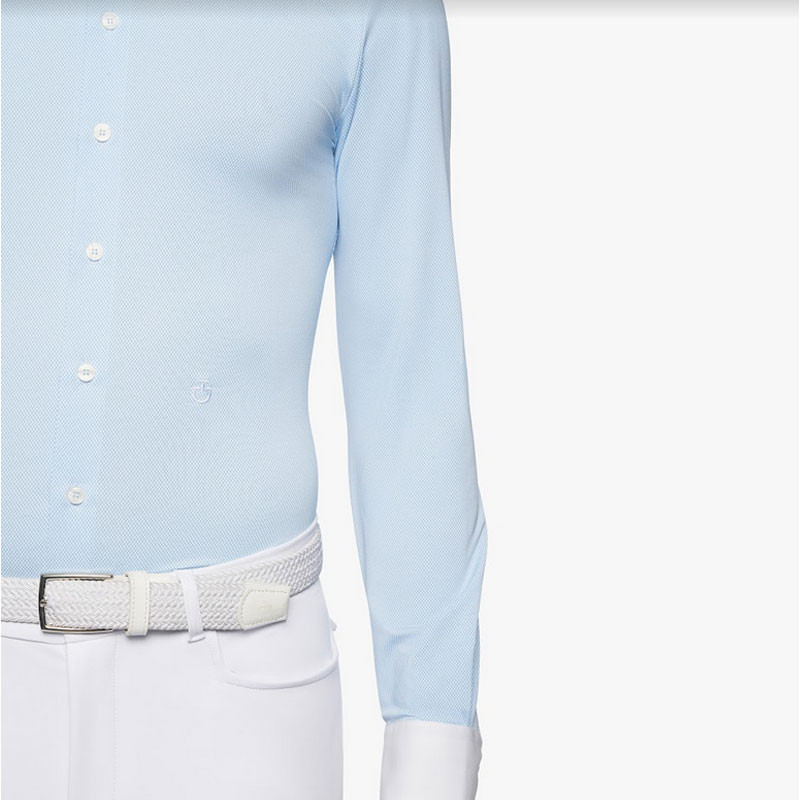 Chemise de concours boutonnée manches longues Cavalleria Toscana bleu