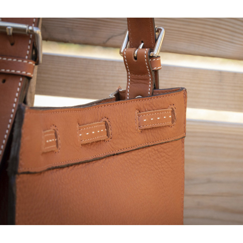 Sac en cuir Pauline Pénélope marron point sellier