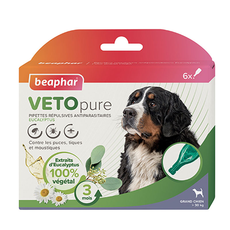 Pipettes répulsives antiparasitaires eucalyptus Vetopure chien Béaphar