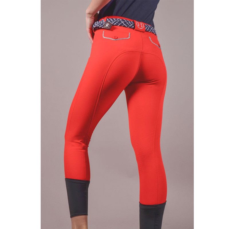 Pantalon Jaltika fix system grip Femme Rider Harcour corail arrière porté