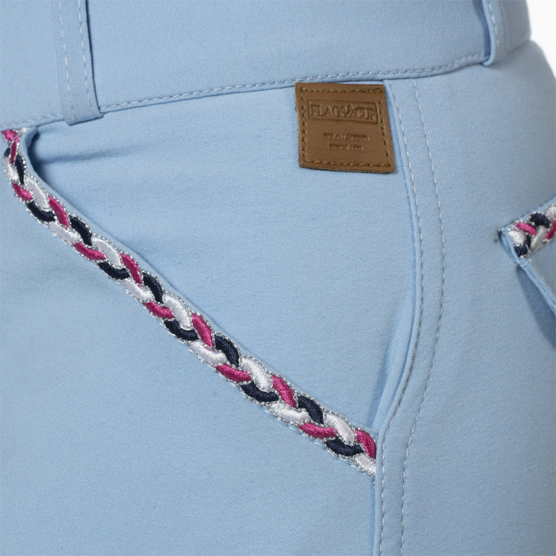 Pantalon d'équitation femme Mendoza Flags&Cup bleu poche