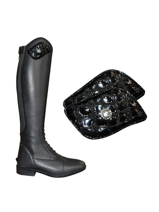 Empiècements pour bottes Pratoni Canter crocodile vernis noir