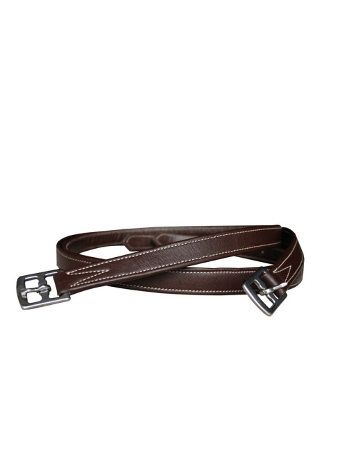 Etrivières nylon/cuir Canter marron