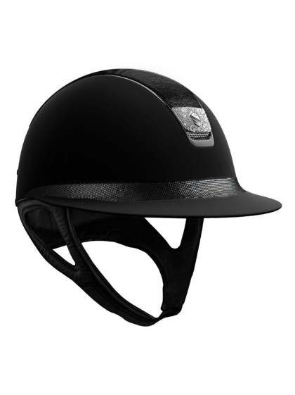 Casque Miss Shield Top et bande frontale Shimmer blason Crystal Fabric Samshield noir avant