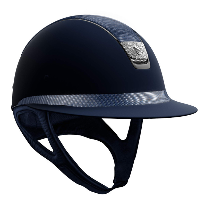 Casque Miss Shield Top et bande frontale Shimmer blason Crystal Fabric Samshield marine avant