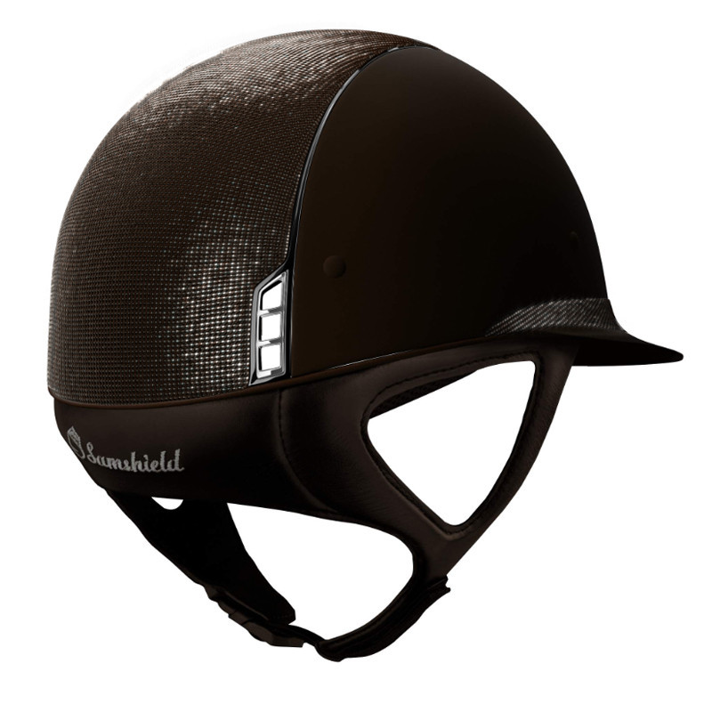 Casque Miss Shield Top et bande frontale Shimmer blason Crystal Fabric Samshield marron arrière
